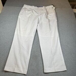 Linea Uomo Pants‎ Mens 42x30 White Seersucker Cotton Blend Casual Beach Tropical